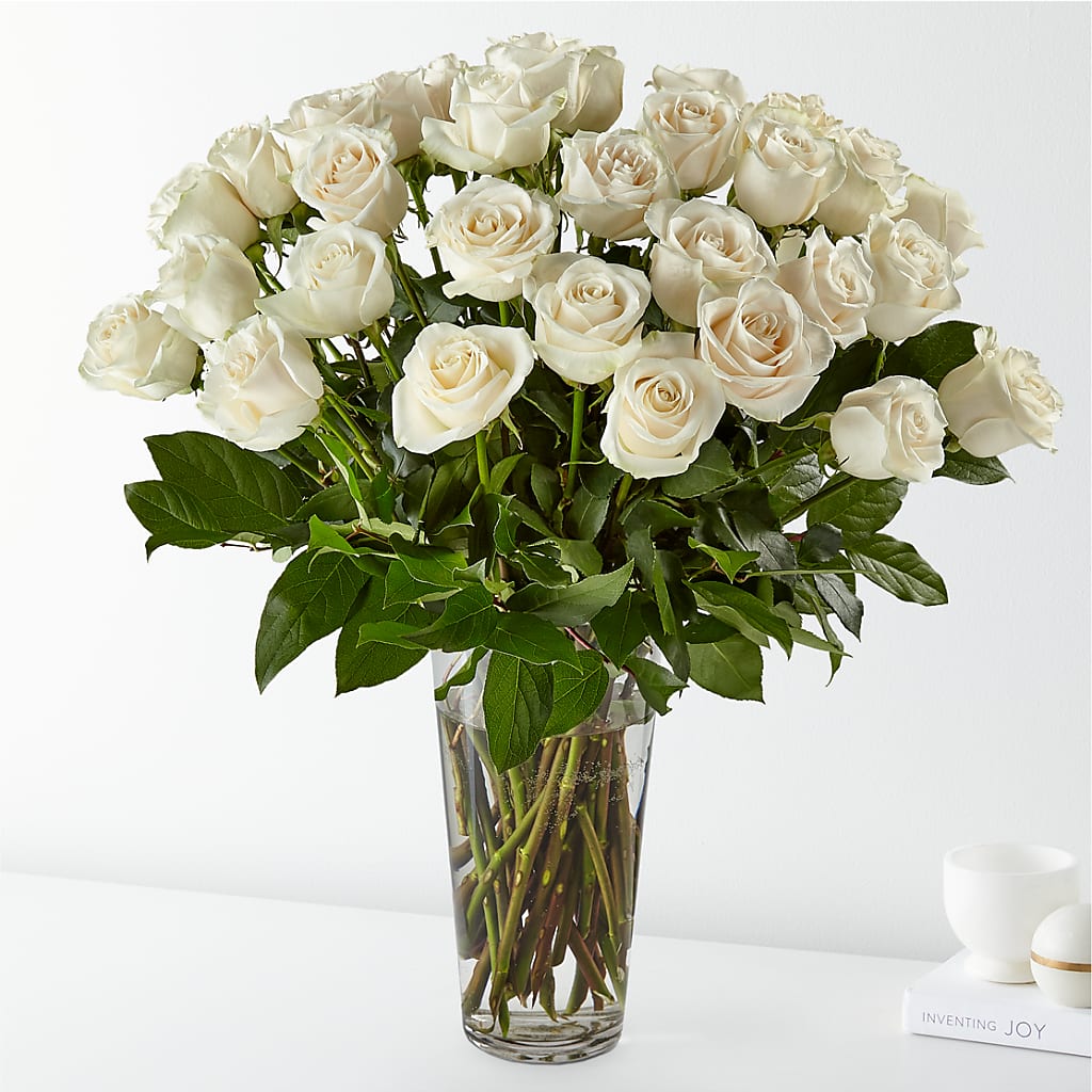 Long Stem White Rose Bouquet – A Touch Of Gracious Living, Salem OH