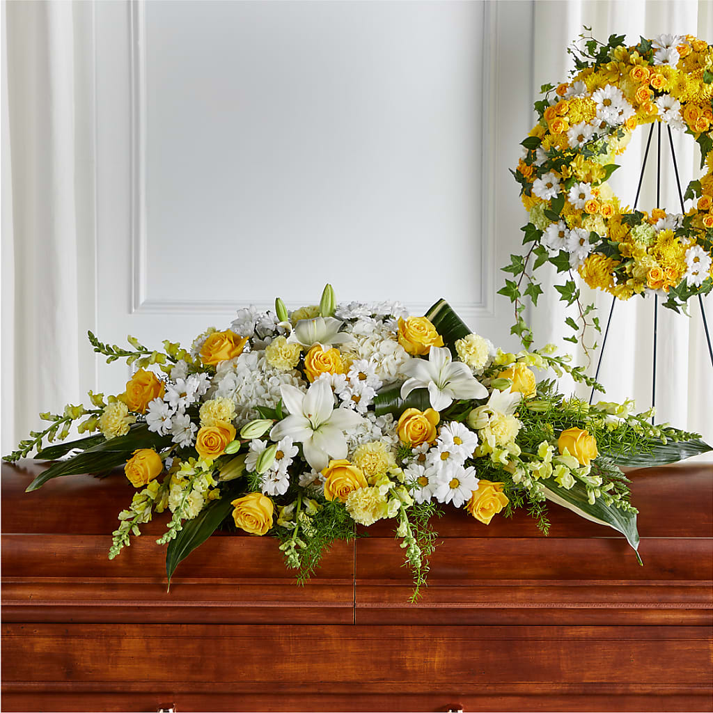 Golden Harmony Casket Spray – A Touch Of Gracious Living, Salem OH