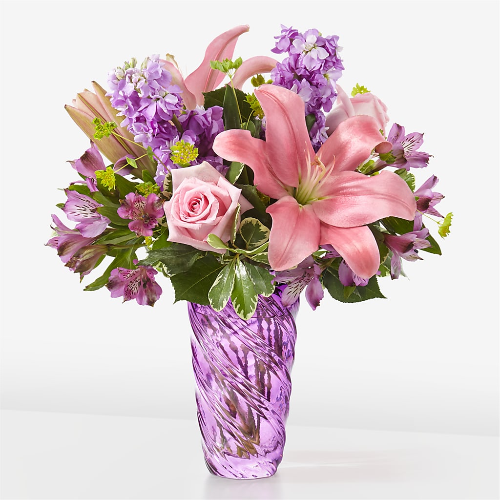 Precious Petals Bouquet with Luxe Swirl Vase – A Touch Of Gracious Living, Salem OH