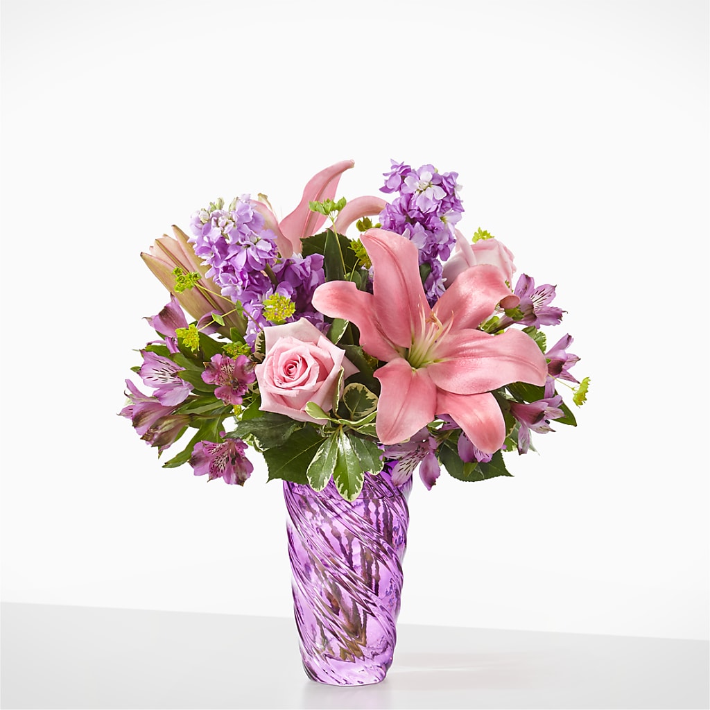 Precious Petals Bouquet with Luxe Swirl Vase – A Touch Of Gracious Living, Salem OH