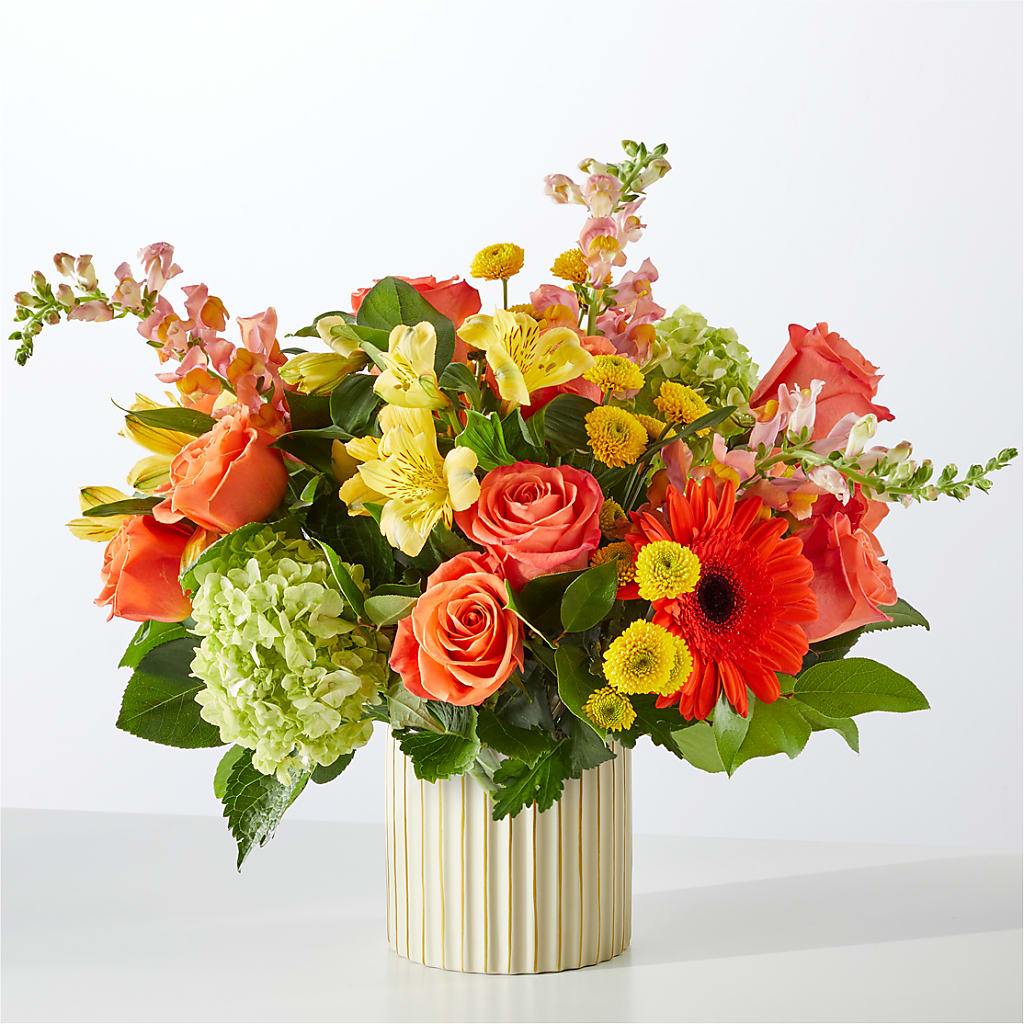 Autumn Sunshine Bouquet with Ivory Vase – A Touch Of Gracious Living, Salem OH