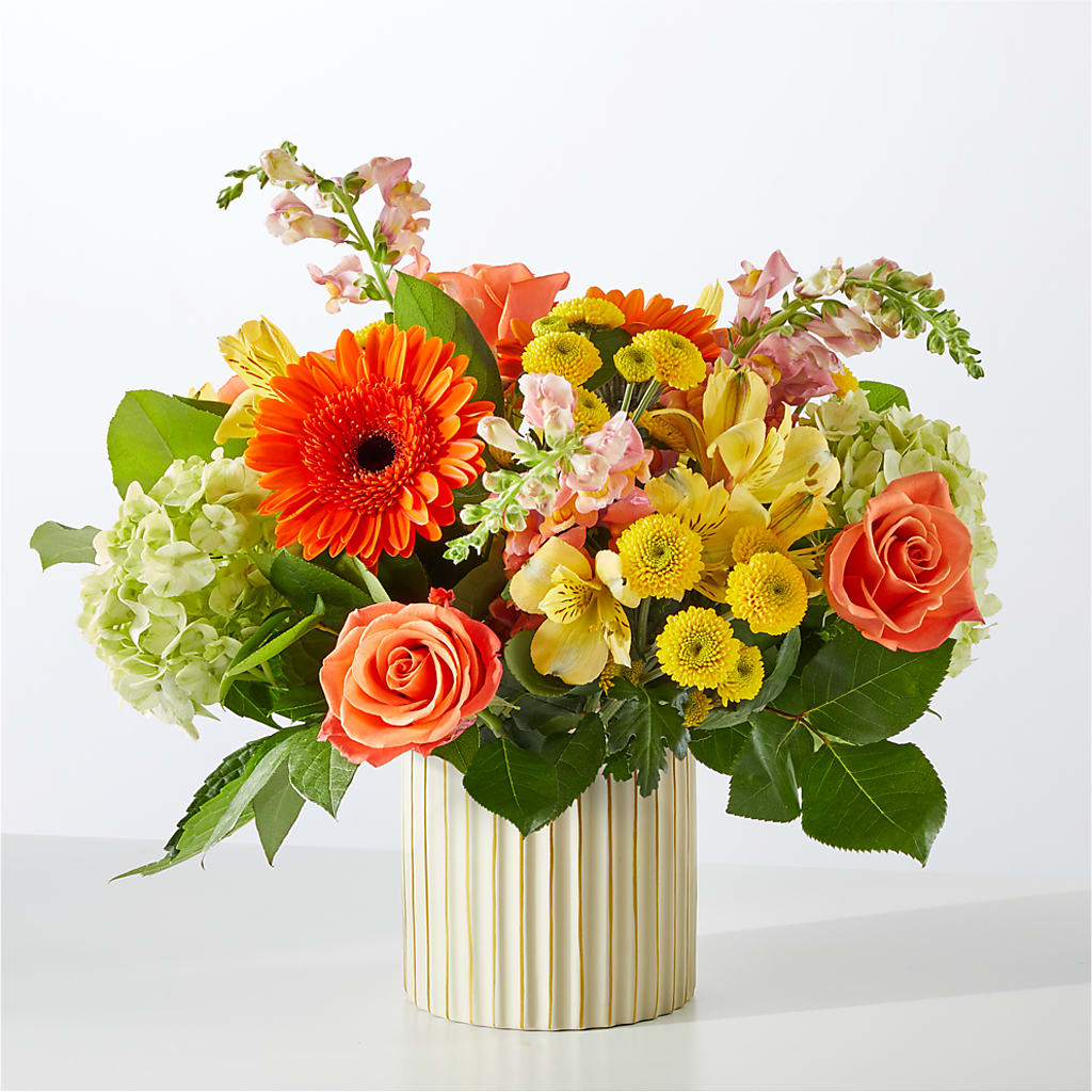 Autumn Sunshine Bouquet with Ivory Vase –  A Touch Of Gracious Living, Salem OH