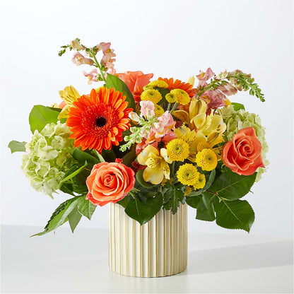 Autumn Sunshine Bouquet with Ivory Vase –  A Touch Of Gracious Living, Salem OH