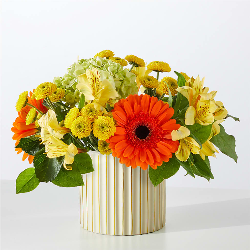 Autumn Sunshine Bouquet with Ivory Vase –  A Touch Of Gracious Living, Salem OH